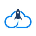 Cloud rocket logo design - vector